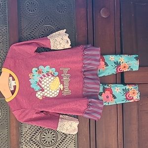 Girls NWT 12-18 Months Fall Thanksgiving Outfit Thankful  Two Piece Boutique